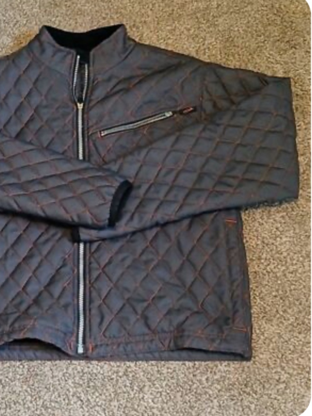 Denim & Orange stitch Obermeyer jacket, size 8